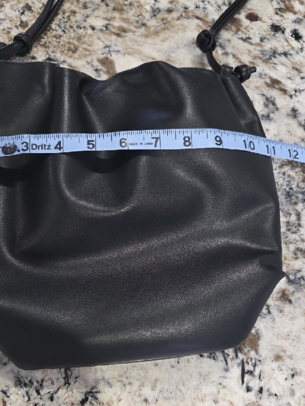 Minimalist Black Drawstring Shoulder Bag - Picture 5 of 6